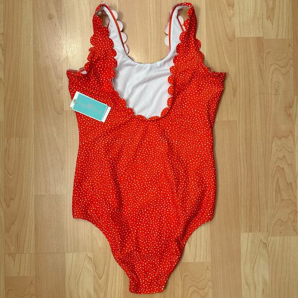 GIRLS Red & White Polka Dot One Piece Swimming Suit – Size 16 - Picture 4 of 5